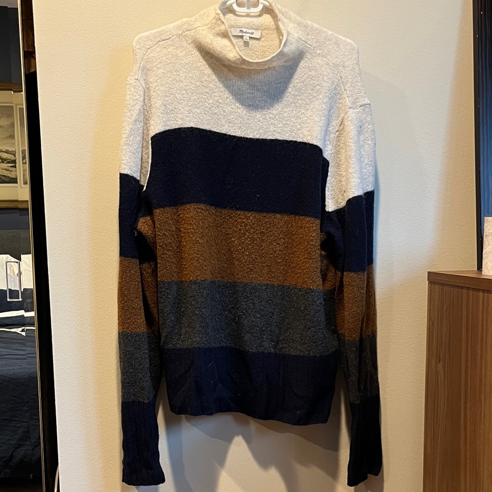Women’s Striped Sweater - Cream, Navy, Brown & Gray
